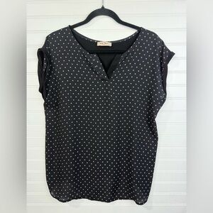 Full Moon Maternity black tiny print shirt. Size M